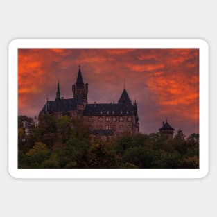 Castle, Wernigerode, Harz, Saxony-Anhalt, Germany, afterglow Sticker